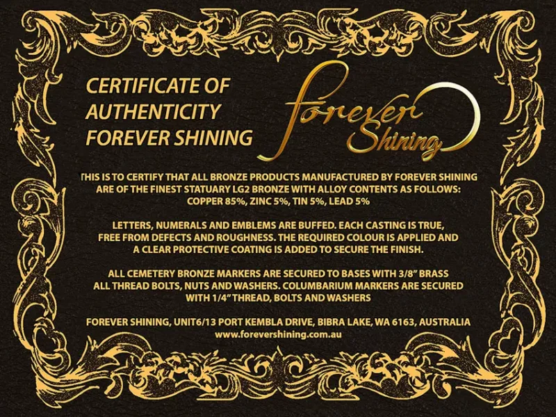 Bronze plaque featuring the word 'Authenticity' in raised lettering with a textured background, ideal for commemorative signage, motivational displays, and heritage markers.