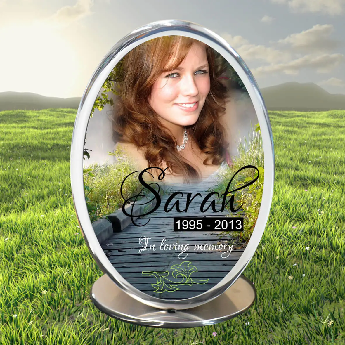 Stainless steel inlaid cremation urn with polished finish and engraved detailing, designed for secure ash storage and elegant memorial presentation.