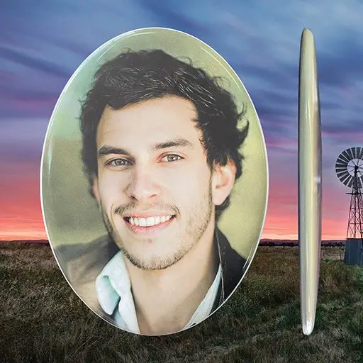 Ceramic photo tiles featuring high-resolution printed images, designed for permanent installation on memorial plaques, headstones, or outdoor tribute walls.